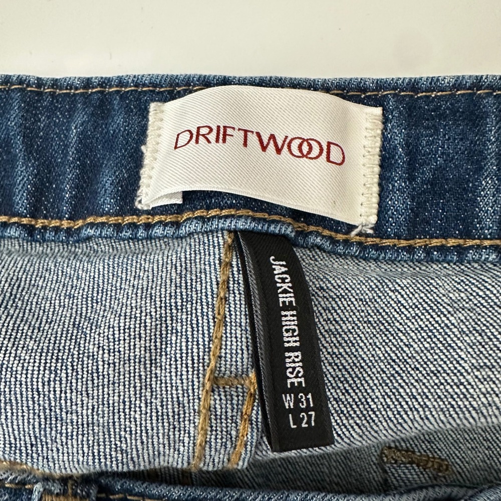 Driftwood Jackie High Rise Floral Embroidered Skinny Jeans Medium Wash 31x27 - Picture 8 of 9